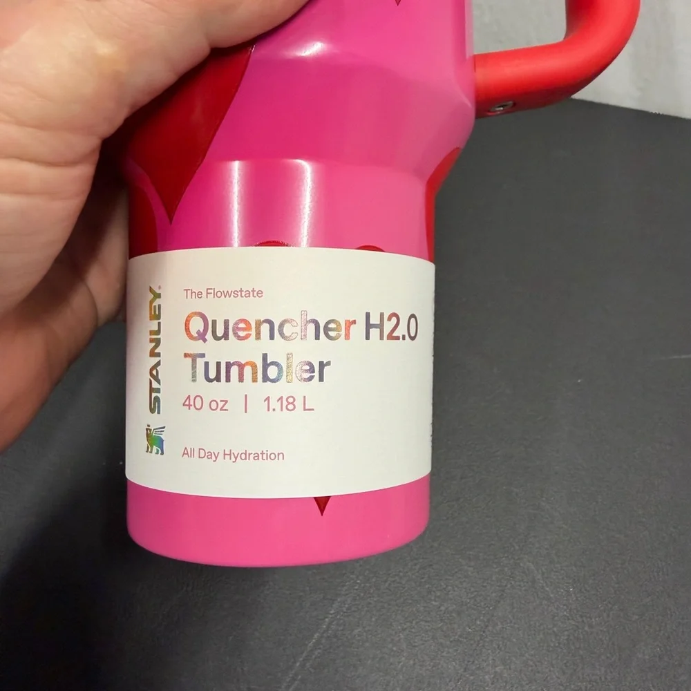 Stanley Red and Pink Heart Quencher Tumbler - Picture 7 of 10